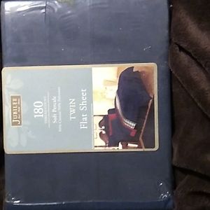 NWOT Jubilee 180 thread count. Blue twin flat sheet. 50% cotton/50% polyester